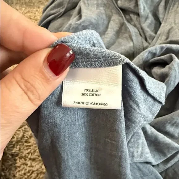 EILEEN FISHER silk and cotton blend lightweight blue tank and cardigan set L - Picture 3 of 7